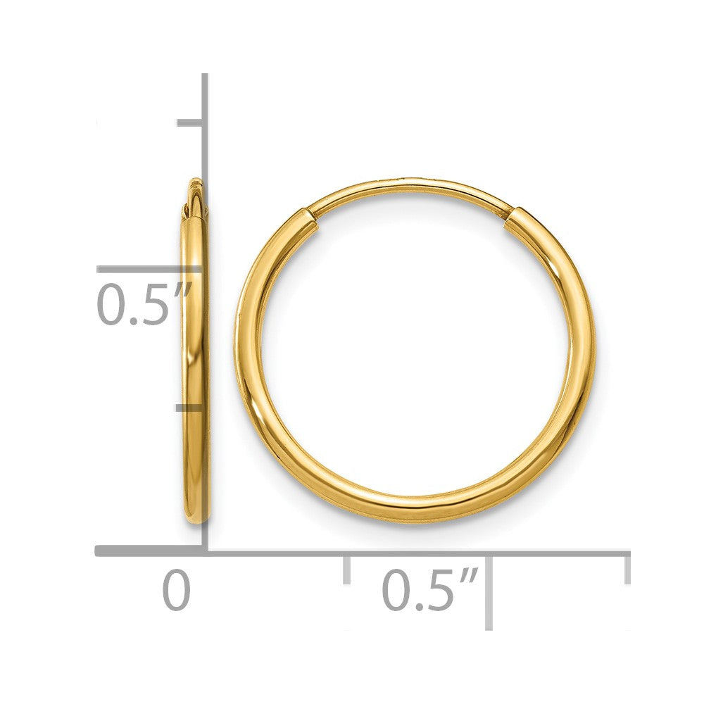 14K Yellow Gold 1.00mm Endless Hoop Earring