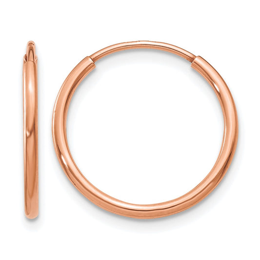 14K Rose Gold 1.00mm Polished Endless Hoop Earrings