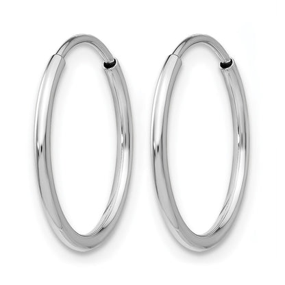 14K White Gold Polished Endless Tube Hoop Earrings