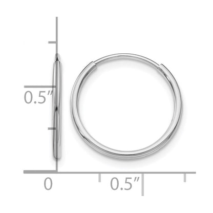 14K White Gold Polished Endless Tube Hoop Earrings