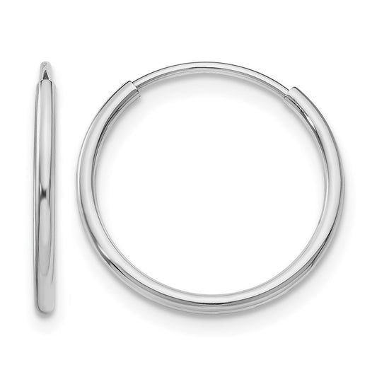 14K White Gold Polished Endless Tube Hoop Earrings