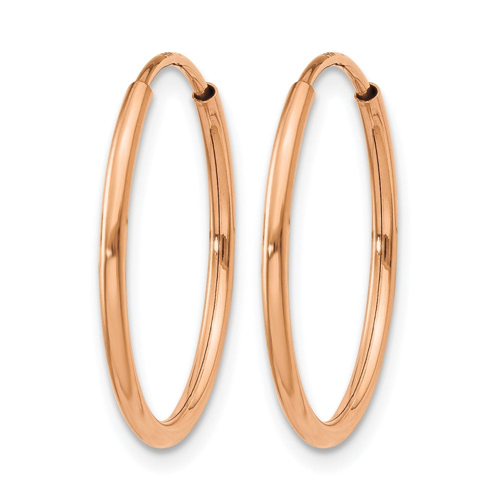 14K Rose Gold 1.00mm Polished Endless Hoop Earrings