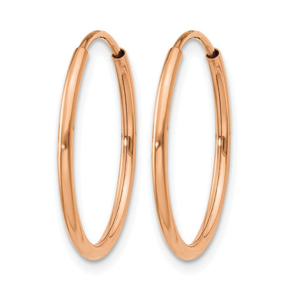 14K Rose Gold 1.00mm Polished Endless Hoop Earrings