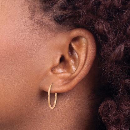 14K Rose Gold 1.00mm Polished Endless Hoop Earrings