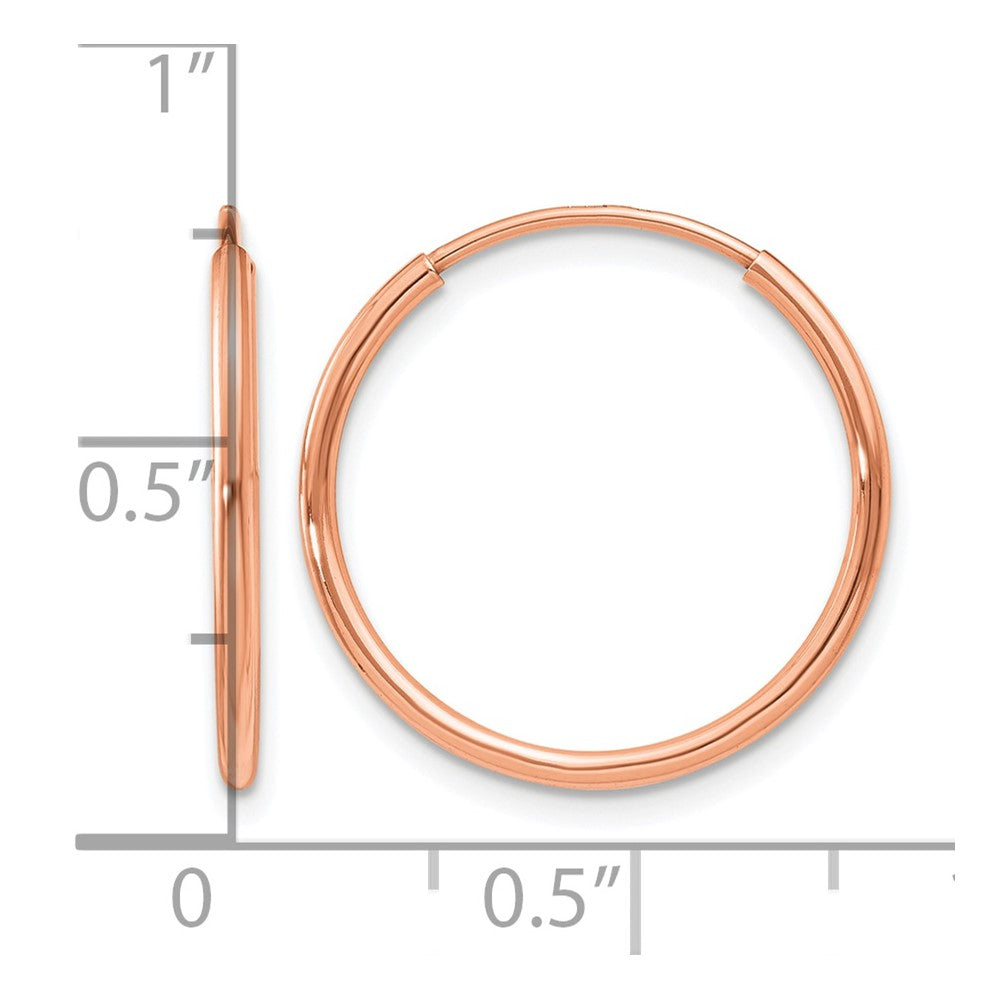 14K Rose Gold 1.00mm Polished Endless Hoop Earrings
