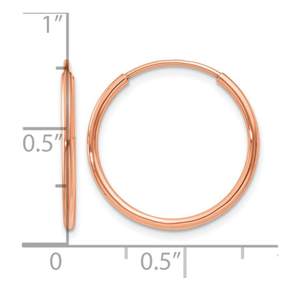 14K Rose Gold 1.00mm Polished Endless Hoop Earrings
