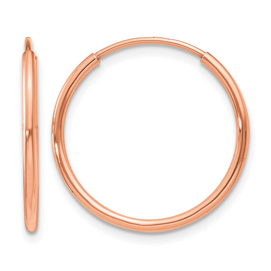 14K Rose Gold 1.00mm Polished Endless Hoop Earrings