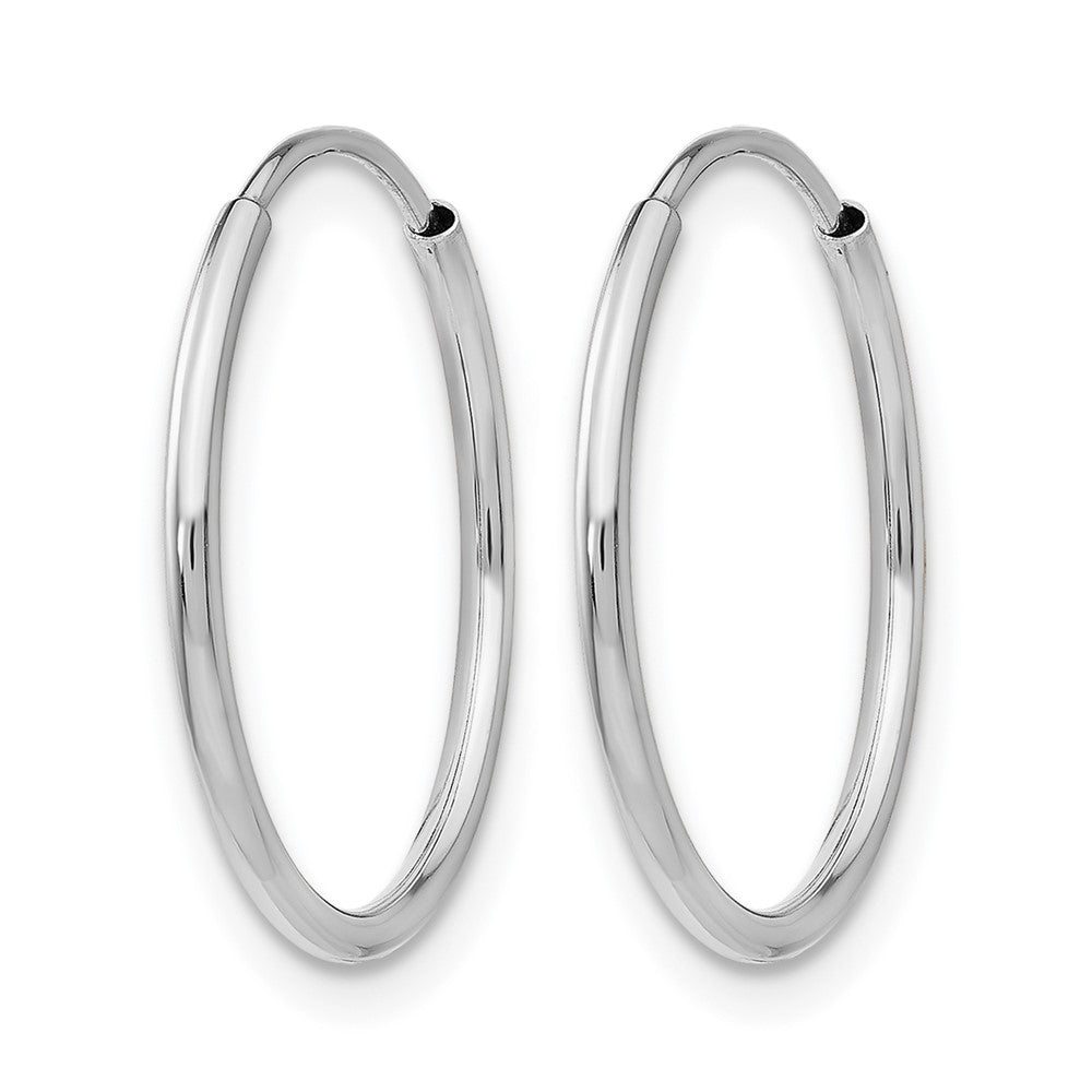 14K White Gold Polished Endless Tube Hoop Earrings