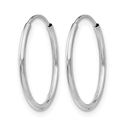 14K White Gold Polished Endless Tube Hoop Earrings