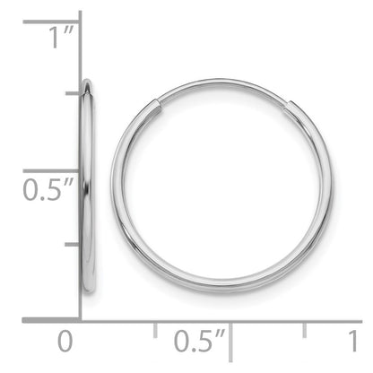 14K White Gold Polished Endless Tube Hoop Earrings