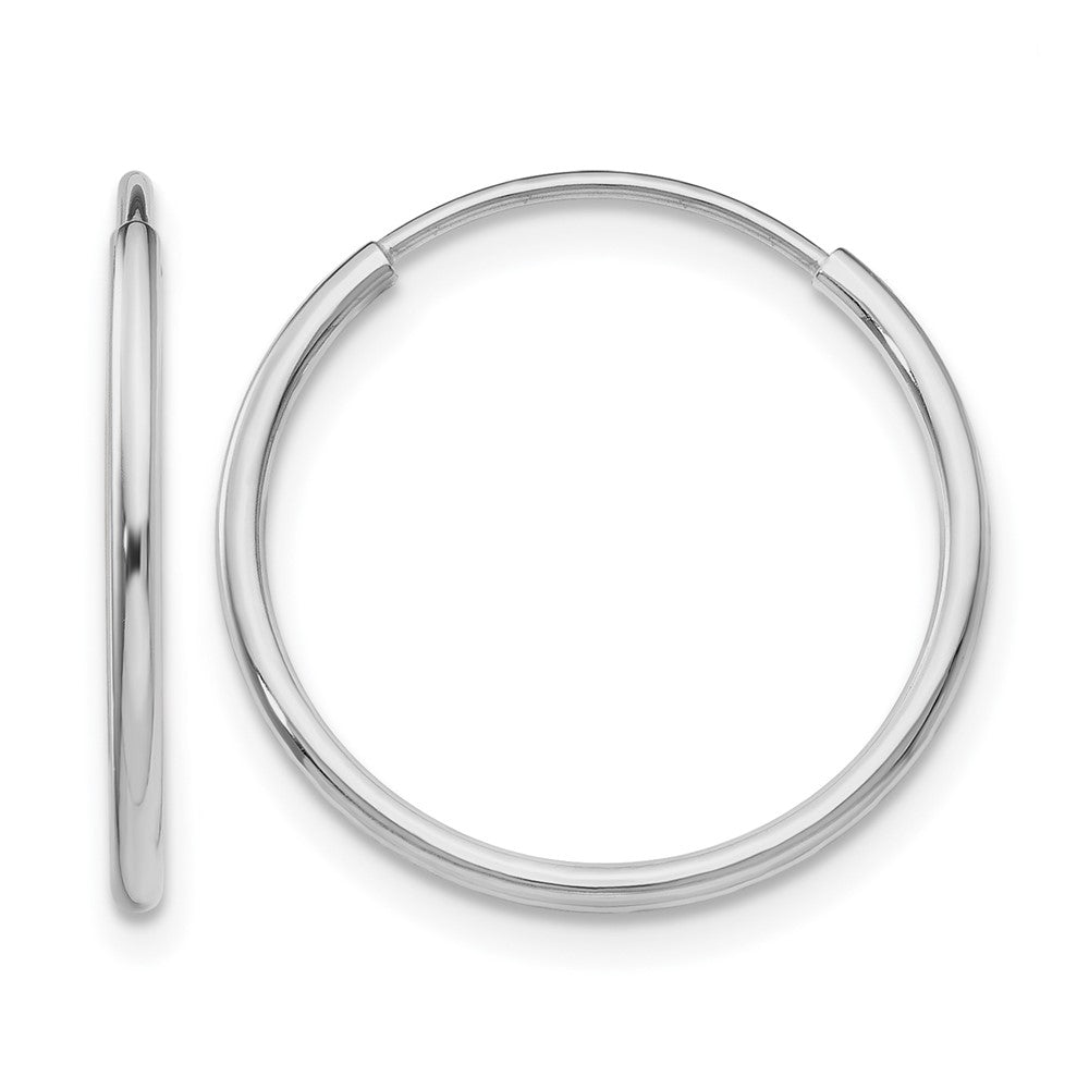 14K White Gold Polished Endless Tube Hoop Earrings