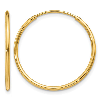 14K Yellow Gold 1.00mm Endless Hoop Earring