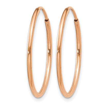 14K Rose Gold 1.00mm Polished Endless Hoop Earrings