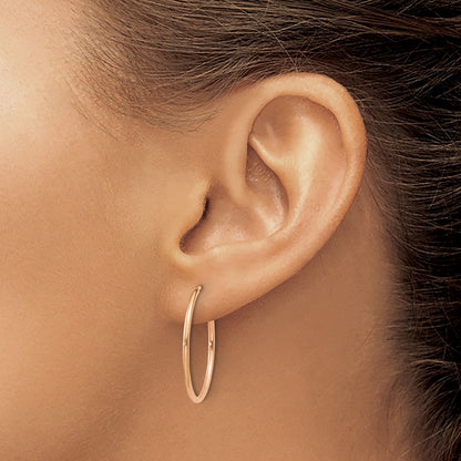 14K Rose Gold 1.00mm Polished Endless Hoop Earrings