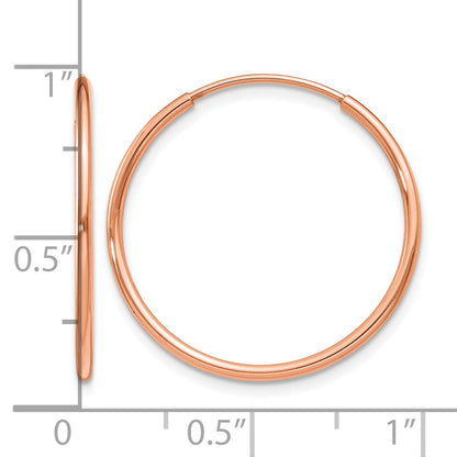 14K Rose Gold 1.00mm Polished Endless Hoop Earrings