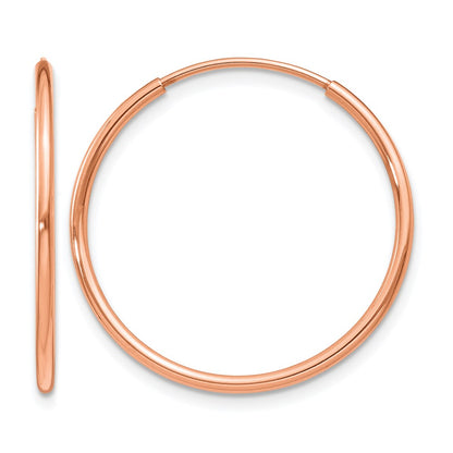 14K Rose Gold 1.00mm Polished Endless Hoop Earrings