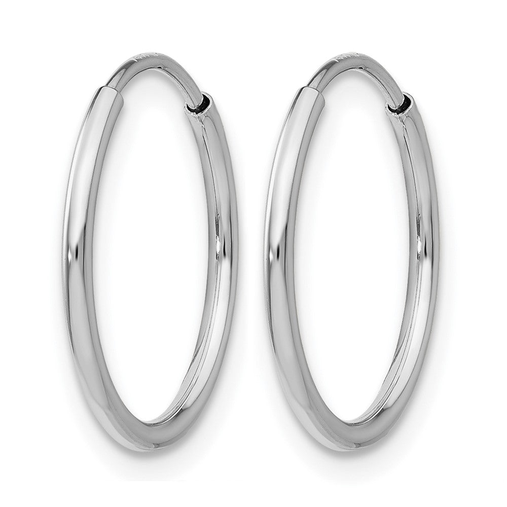 14K White Gold Polished Endless Tube Hoop Earrings
