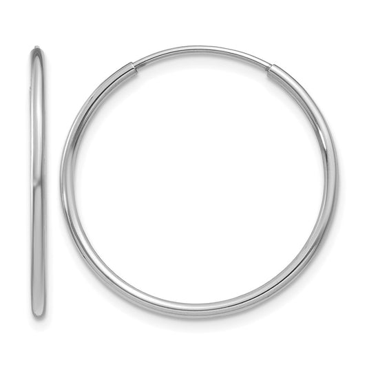14K White Gold Polished Endless Tube Hoop Earrings
