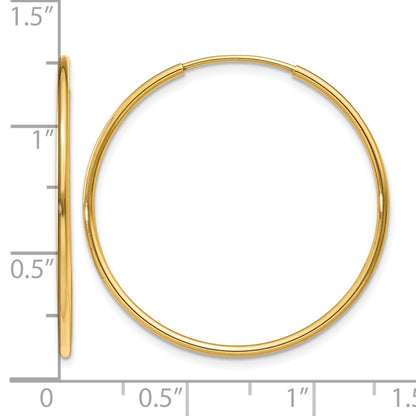 14K Yellow Gold 1.00mm Endless Hoop Earring
