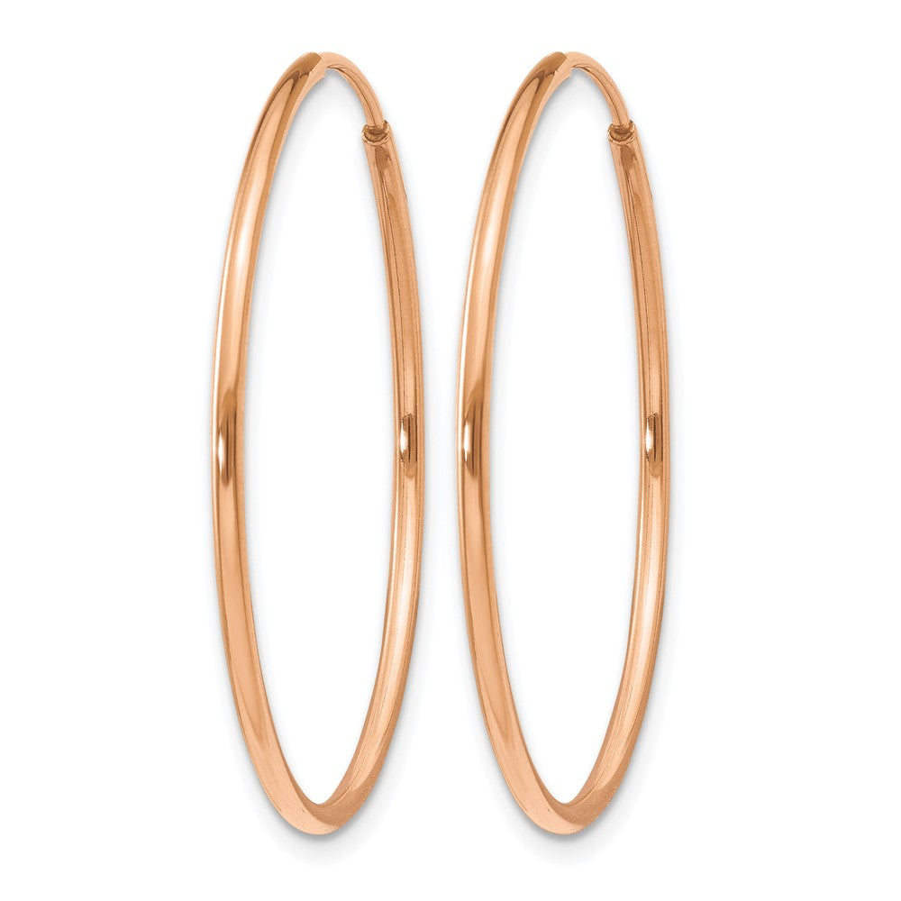 14K Rose Gold 1.0mm Polished Endless Hoop Earrings