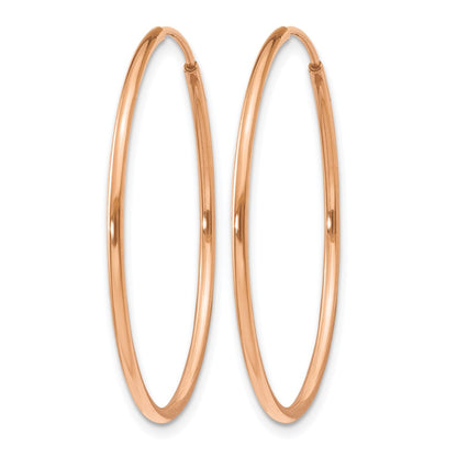 14K Rose Gold 1.0mm Polished Endless Hoop Earrings