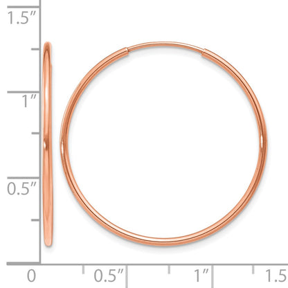 14K Rose Gold 1.0mm Polished Endless Hoop Earrings