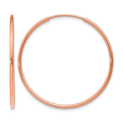 14K Rose Gold 1.0mm Polished Endless Hoop Earrings
