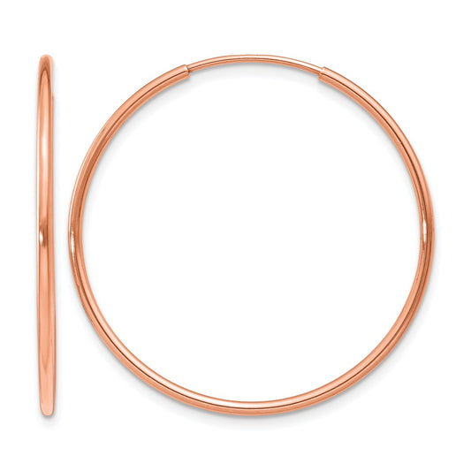 14K Rose Gold 1.0mm Polished Endless Hoop Earrings