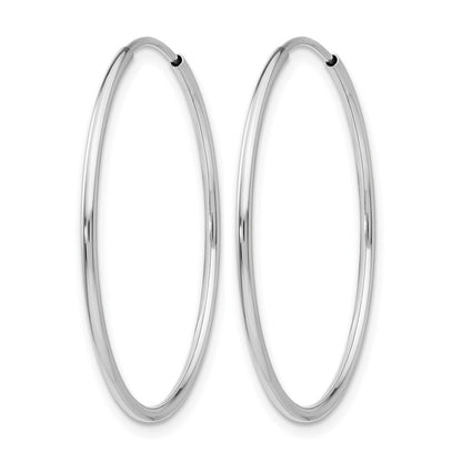 14K White Gold 1.00mm Polished Endless Tube Hoop Earrings