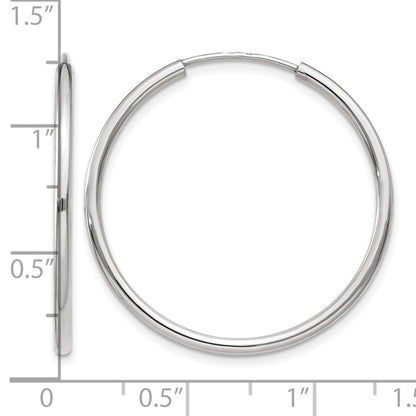 14K White Gold 1.00mm Polished Endless Tube Hoop Earrings