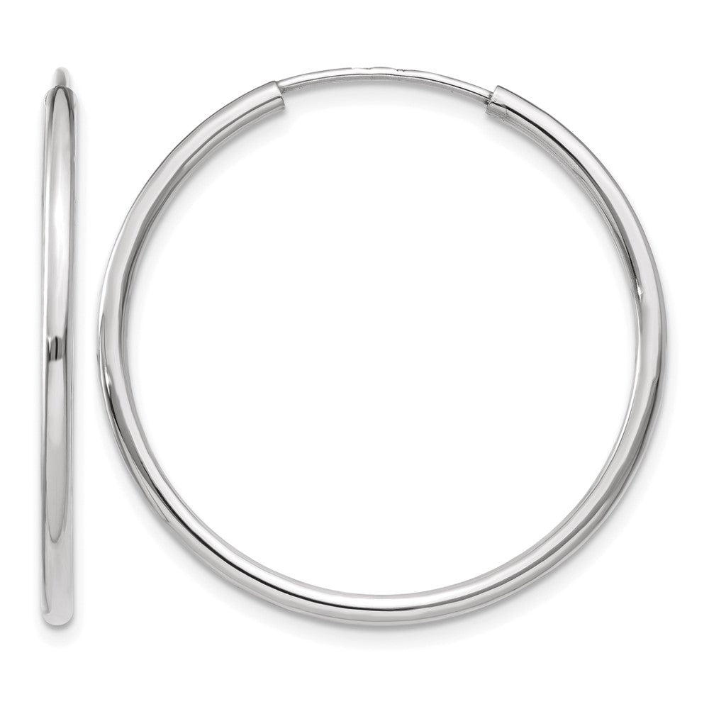 14K White Gold 1.00mm Polished Endless Tube Hoop Earrings