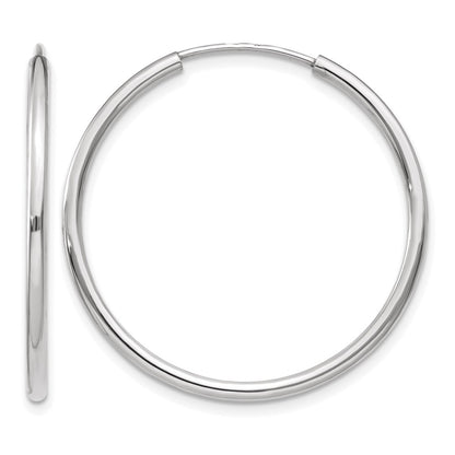 14K White Gold 1.00mm Polished Endless Tube Hoop Earrings