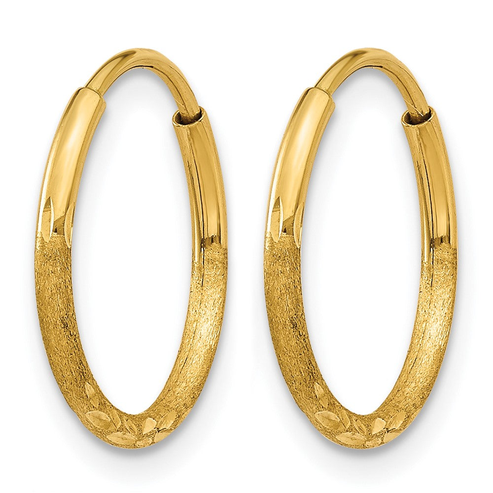 14K Yellow Gold 1.0mm Diamond Cut Endless Hoop Earring