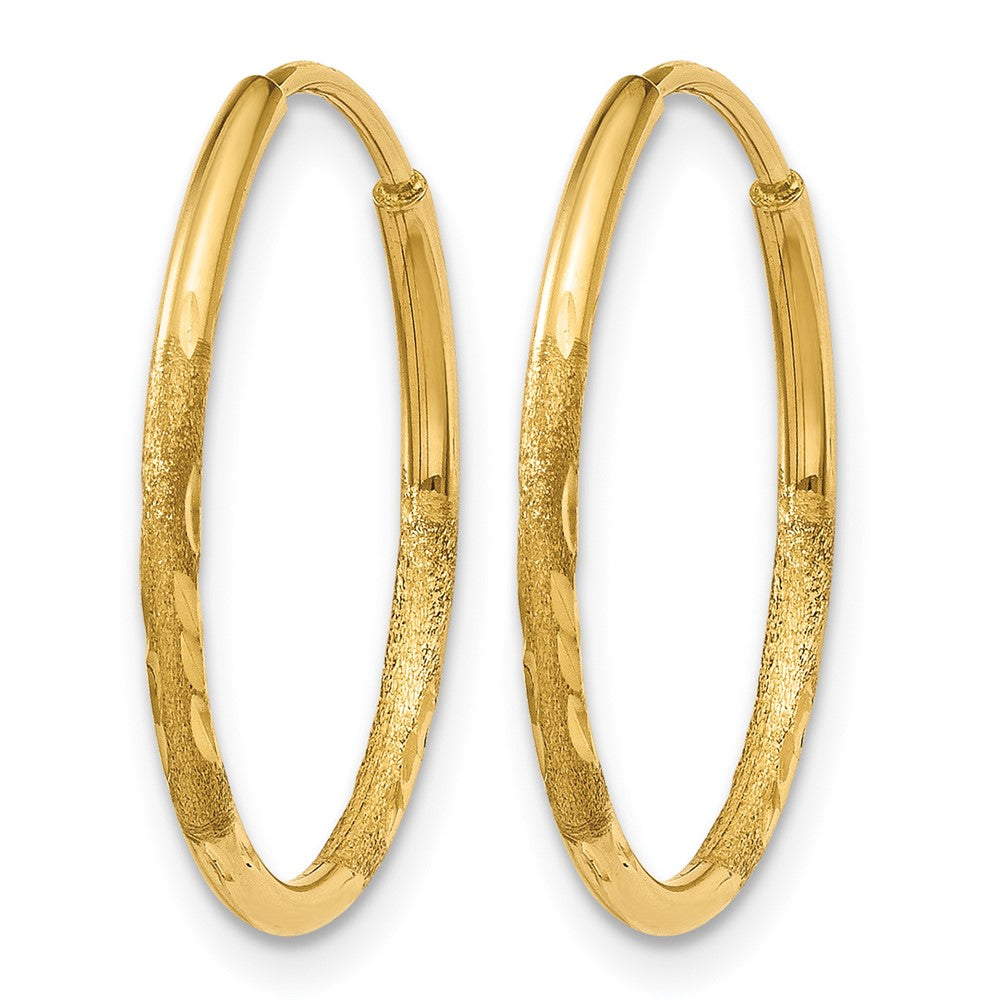 14K Yellow Gold 1.0mm Diamond Cut Endless Hoop Earring