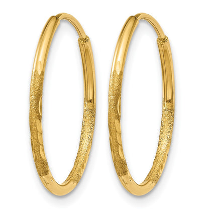 14K Yellow Gold 1.0mm Diamond Cut Endless Hoop Earring