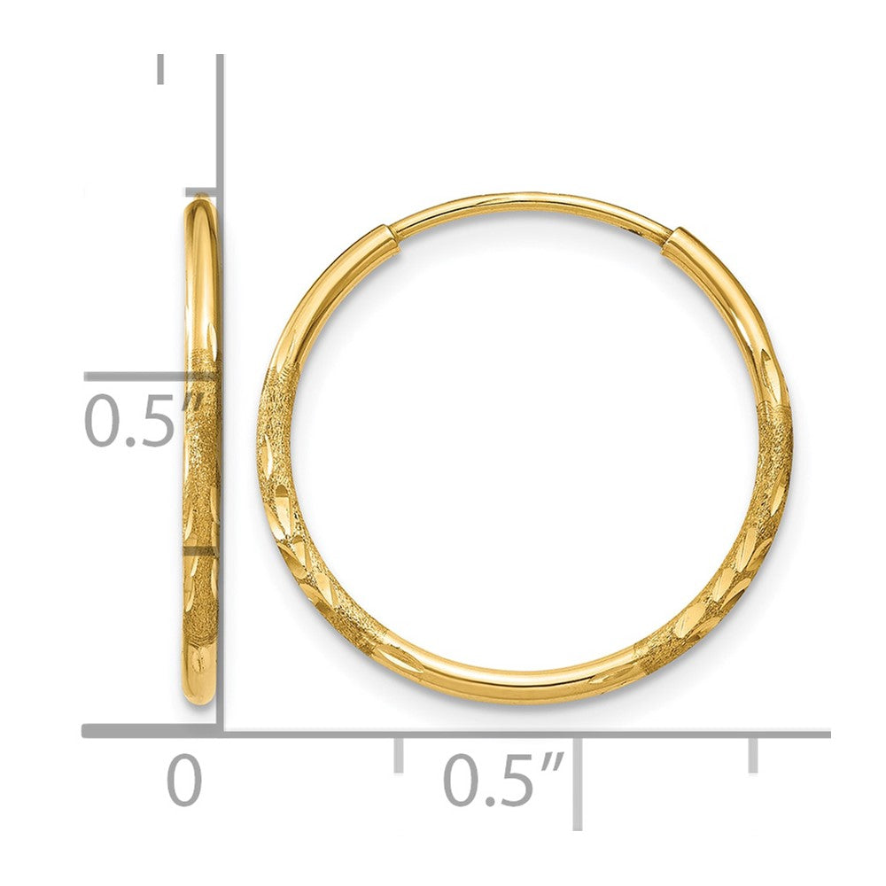14K Yellow Gold 1.0mm Diamond Cut Endless Hoop Earring