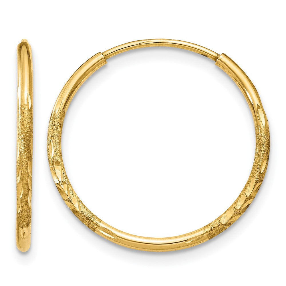 14K Yellow Gold 1.0mm Diamond Cut Endless Hoop Earring