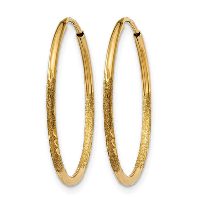 14K Yellow Gold 1.0mm Diamond Cut Endless Hoop Earring