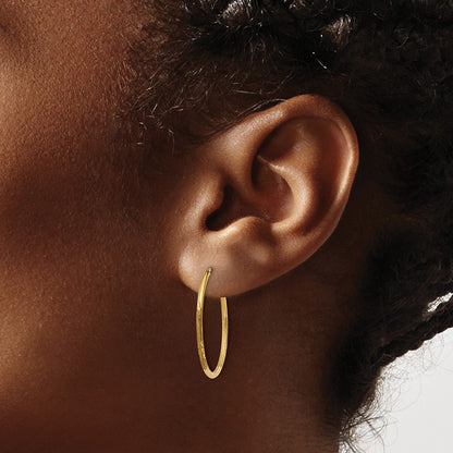 14K Yellow Gold 1.0mm Diamond Cut Endless Hoop Earring