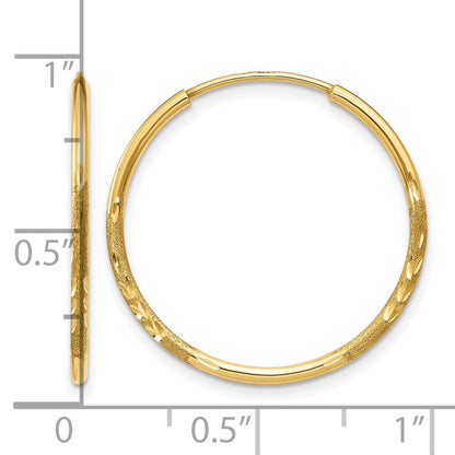 14K Yellow Gold 1.0mm Diamond Cut Endless Hoop Earring