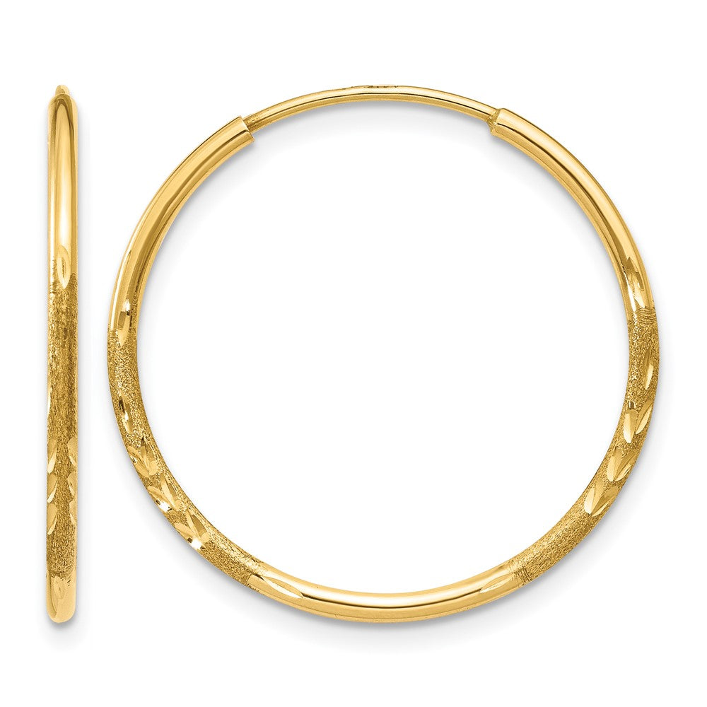 14K Yellow Gold 1.0mm Diamond Cut Endless Hoop Earring