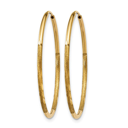 14K Yellow Gold 1.0mm Diamond Cut Endless Hoop Earring