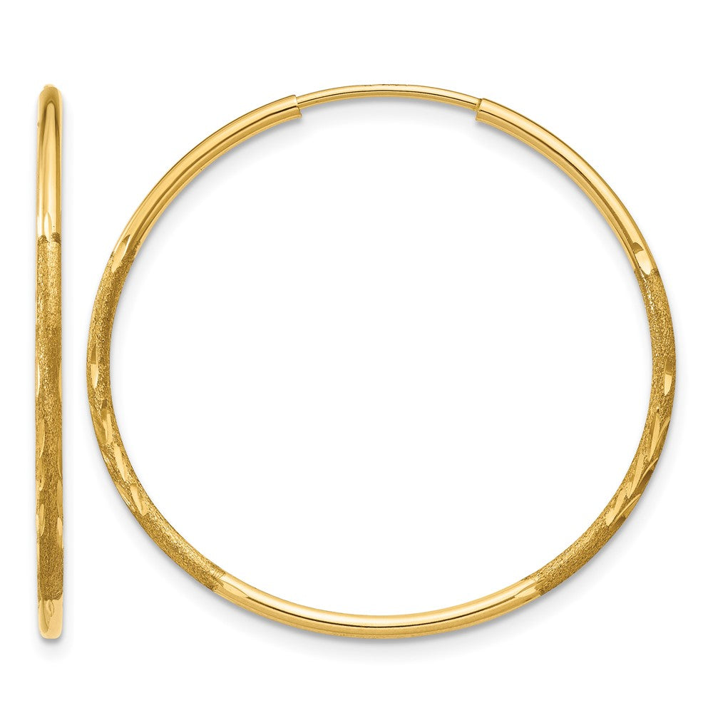 14K Yellow Gold 1.0mm Diamond Cut Endless Hoop Earring