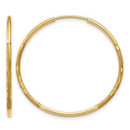 14K Yellow Gold 1.0mm Diamond Cut Endless Hoop Earring