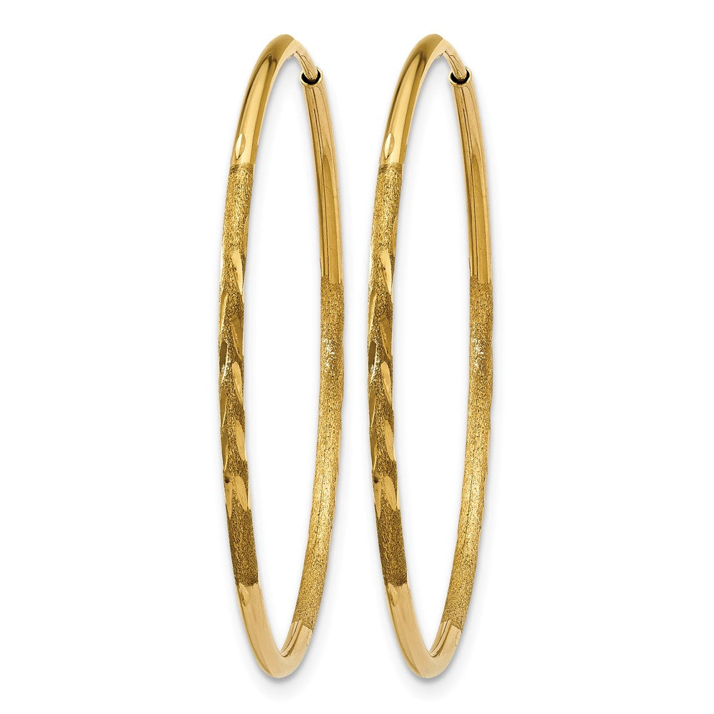 14K Yellow Gold 1.0mm Diamond Cut Endless Hoop Earring