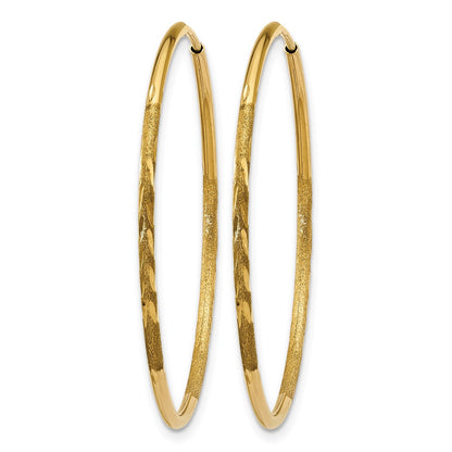 14K Yellow Gold 1.0mm Diamond Cut Endless Hoop Earring