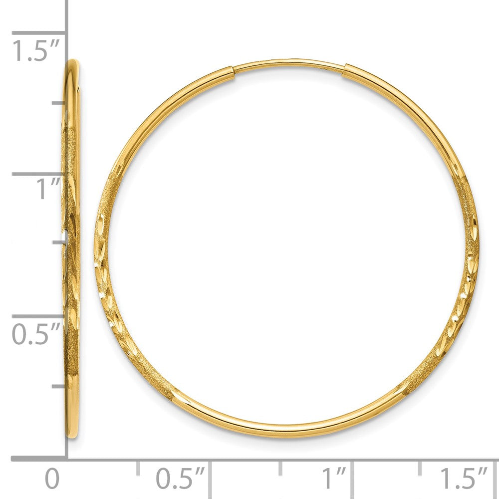 14K Yellow Gold 1.0mm Diamond Cut Endless Hoop Earring