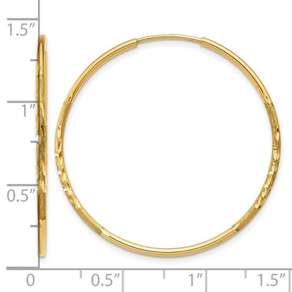 14K Yellow Gold 1.0mm Diamond Cut Endless Hoop Earring