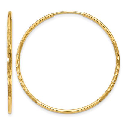 14K Yellow Gold 1.0mm Diamond Cut Endless Hoop Earring