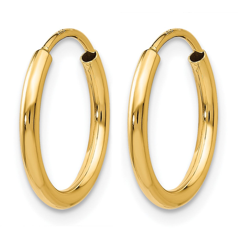 14K Yellow Gold 1.2mm Polished Round Endless Hoop Earrings